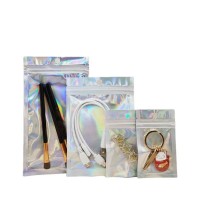 100pcs Holographic Rainbow Color Iridescent Bags Aluminum Foil Packaging Lock Plastic Flat Bag