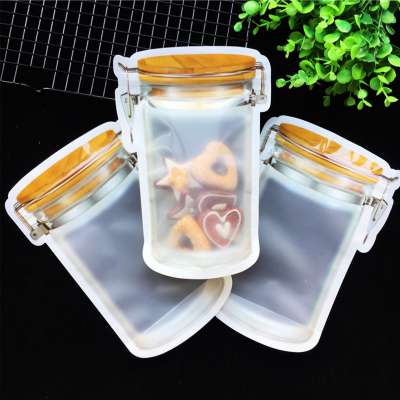 Wholesale Stand Up Customized Jar Shaped Ziplock Plastic Pouch Bag for Food Gels Liquid