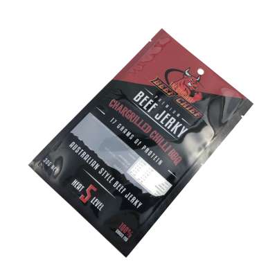 High End Quality 30g 50g Beaf Jerky Bag Plastic Packaging Bags For Biltongs Roasted Meats With Window In Front