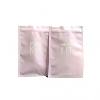 Pink  color Cosmetic customized Printed ziplock food grade packaging bag with clear back