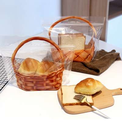 In stock ready printed stand up transparent bread plastic packaging bags