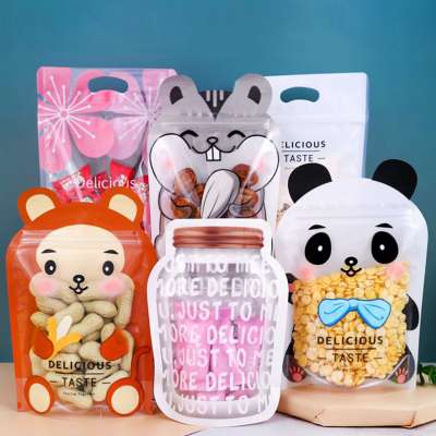 Custom Panda Rat Cat Monkey Bottle Shape Clear Plastic Packaging Bags for Candy Cookies Dried Fruit