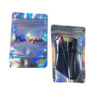 4X6 Inch Resealable Smell proof Bags Mylar Zipper Bags Hologram Aluminum Foil Pouch Bag Holographic Stand Up Pouch for Lashes