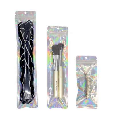 One Side Clear One Side Holographic Cosmetic Tools Brush Packaging Mylar Ziplock Bag